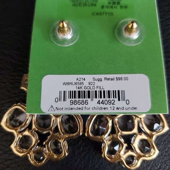 Kate Spade New York Gold Fill Crystal Chandelier Earrings Clear New with Tags - Picture 5 of 6